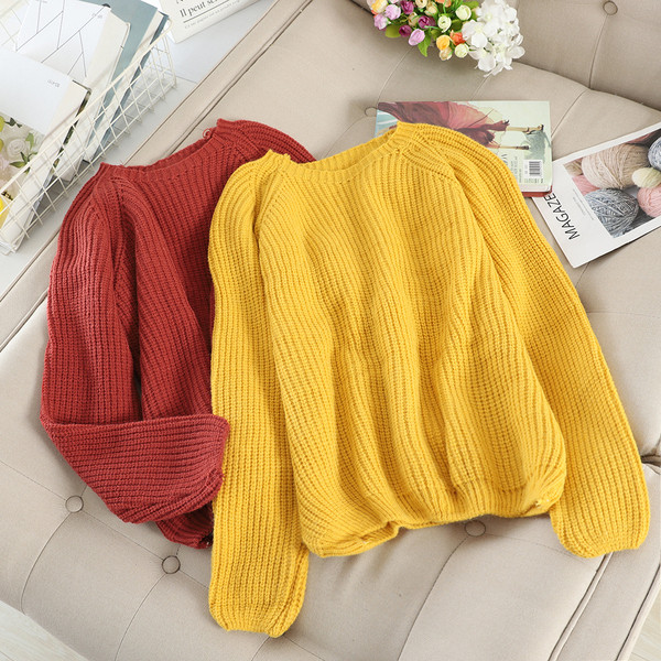 Pulover de dama model uni cu decolteu rotund in mai multe culori