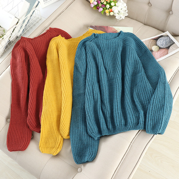 Pulover de dama model uni cu decolteu rotund in mai multe culori