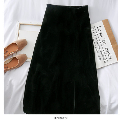 Γυναικεία καθημερινή φούστα από βελούδο με υψηλή μέση