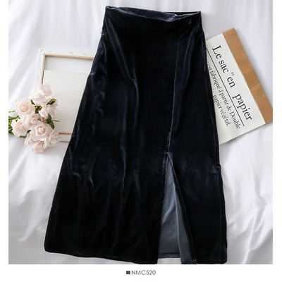 Γυναικεία καθημερινή φούστα από βελούδο με υψηλή μέση