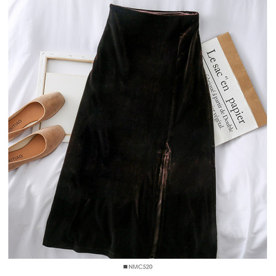 Γυναικεία καθημερινή φούστα από βελούδο με υψηλή μέση