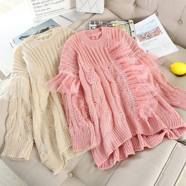 Γυναικείο πουλόβερ με μοτίβο τούλι σε διάφορα χρώματα