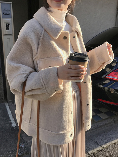 Дамско зимно  пухено палто с копчета в три цвята 