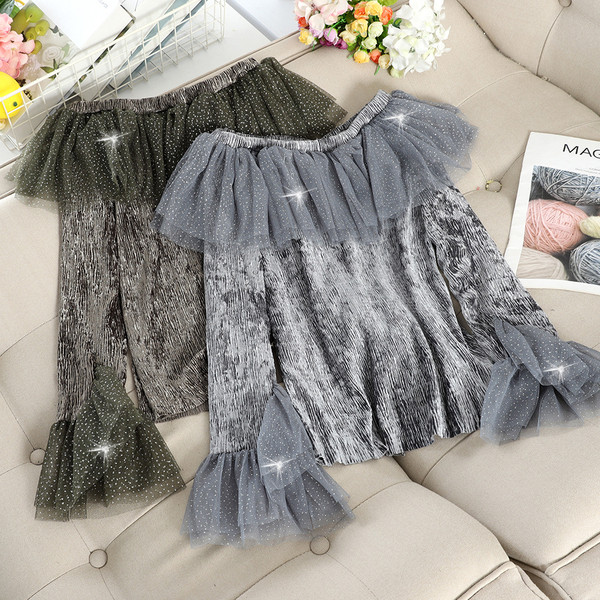 Bluză de damă modernă plisată cu tul în mai multe culori