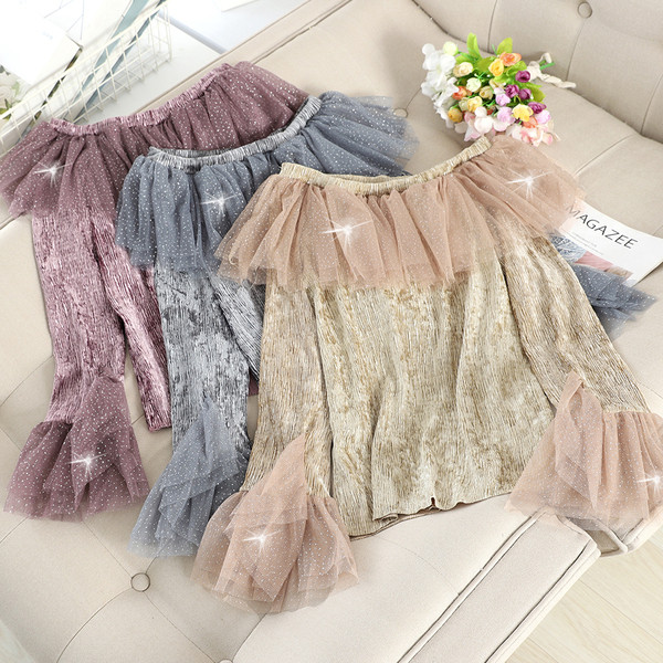 Bluză de damă modernă plisată cu tul în mai multe culori