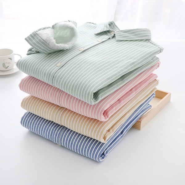 Camasa de dama in dungi model nou cu guler clasic si nasturi in albastru, galben, roz si verde