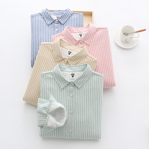 Camasa de dama in dungi model nou cu guler clasic si nasturi in albastru, galben, roz si verde