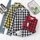 Alkalmi kockás női ing klasszikus gallérral piros, sárga és fekete színben