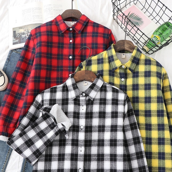 Alkalmi kockás női ing klasszikus gallérral piros, sárga és fekete színben