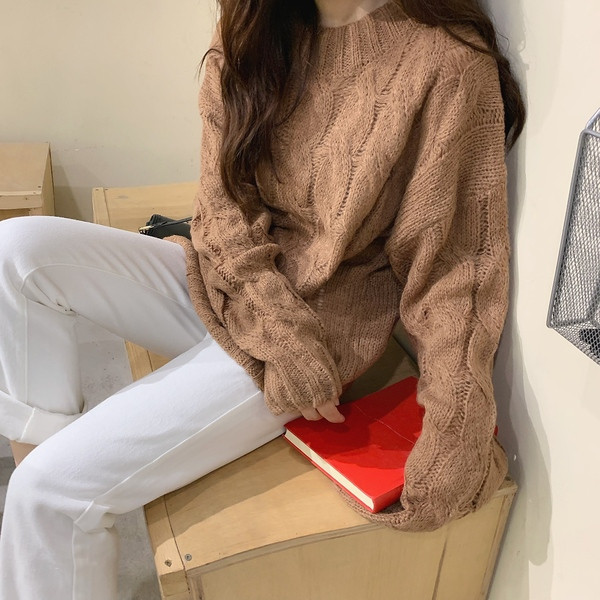 Pulover de dama cu decolteu rotund in mai multe culori