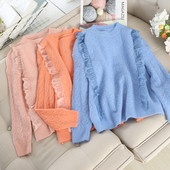 Μοντέρνο γυναικείο πουλόβερ με στρογγυλό ντεκολτέ σε διάφορα χρώματα