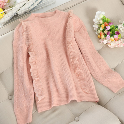 Μοντέρνο γυναικείο πουλόβερ με στρογγυλό ντεκολτέ σε διάφορα χρώματα