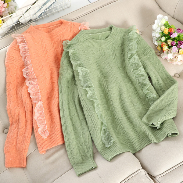 Μοντέρνο γυναικείο πουλόβερ με στρογγυλό ντεκολτέ σε διάφορα χρώματα