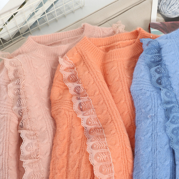 Μοντέρνο γυναικείο πουλόβερ με στρογγυλό ντεκολτέ σε διάφορα χρώματα