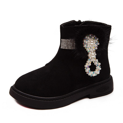 Παιδικές μπότεςγια κορίτσια με μαλακή επένδυση και διακοσμητικά μαργαριτάρια σε τρία χρώματα