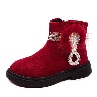 Παιδικές μπότεςγια κορίτσια με μαλακή επένδυση και διακοσμητικά μαργαριτάρια σε τρία χρώματα