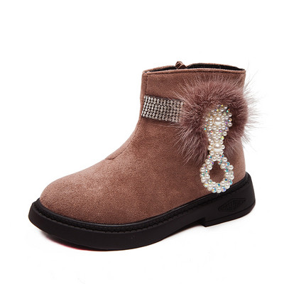 Παιδικές μπότεςγια κορίτσια με μαλακή επένδυση και διακοσμητικά μαργαριτάρια σε τρία χρώματα