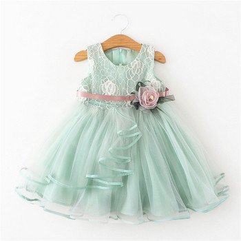 ΝΕΟ μοντέλο παιδικό φόρεμα με ιμάντες και 3D στοιχείο σε άσπρο, μοβ και πράσινο χρώμα