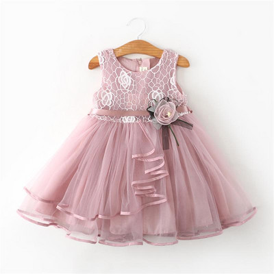 НОВ модел детска рокля с презрамки и 3D елемент в бял,лилав и зелен цвят 