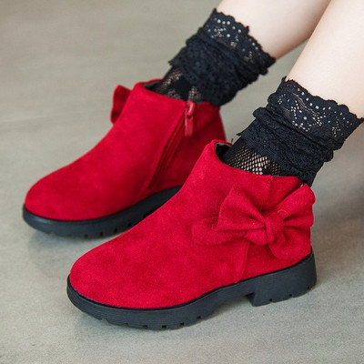 Модерни детски боти с 3D елемент панделка в три цвята