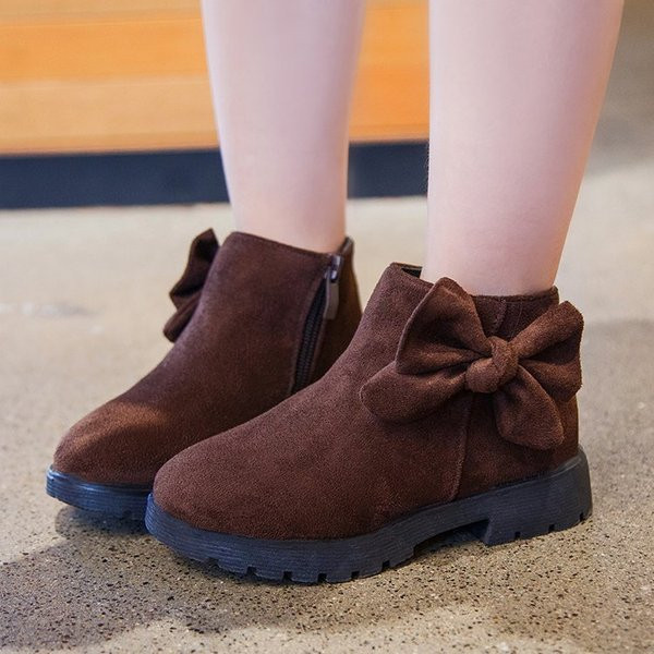 Модерни детски боти с 3D елемент панделка в три цвята