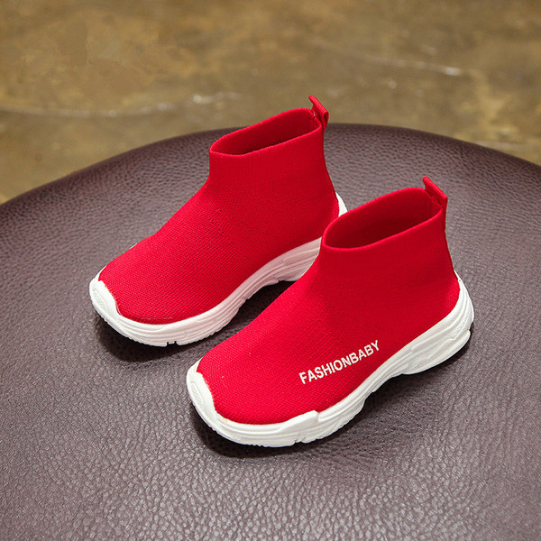 Adidași moderni pentru copii tip șosetă potriviti pentru băieți și fete în gri, negru și roșu