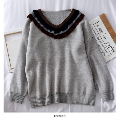 Καθημερινό γυναικείο πουλόβερ σε τρία χρώματα με βολάν