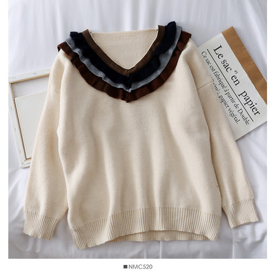 Καθημερινό γυναικείο πουλόβερ σε τρία χρώματα με βολάν