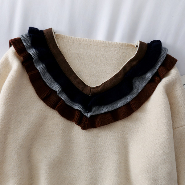 Καθημερινό γυναικείο πουλόβερ σε τρία χρώματα με βολάν