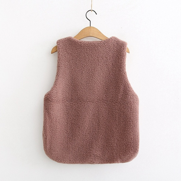 Model nou de vestă de damă cu buzunare și nasturi de culoare maro și roz