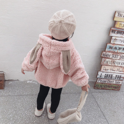 Παιδικό απάλο φούτερ με κουκούλα για κορίτσια σε ροζ και πορτοκαλί χρώμα