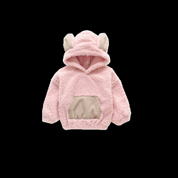 Παιδικό απάλο φούτερ με κουκούλα για κορίτσια  σε ροζ και πορτοκαλί χρώμα