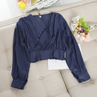 Modern női ing spitz nyakkivágással és hosszú ujjú több színben