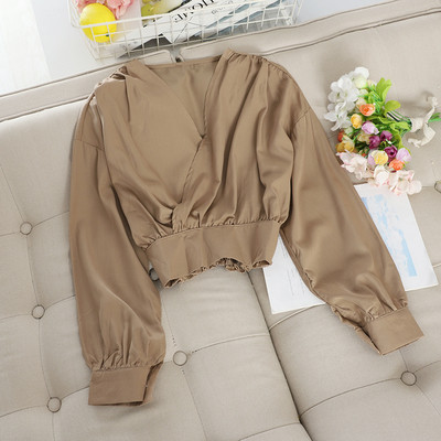 Modern női ing spitz nyakkivágással és hosszú ujjú több színben