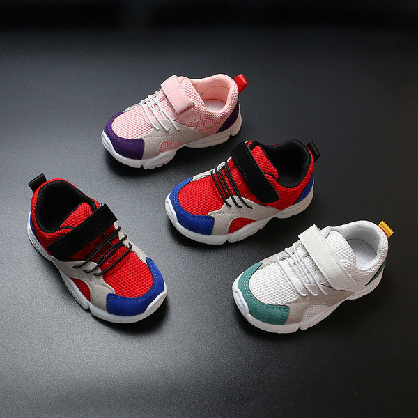 Casual παιδικά παπούτσια με κορδόνια και λουράκια βελκρό σε λευκό, κόκκινο και ροζ χρώμα