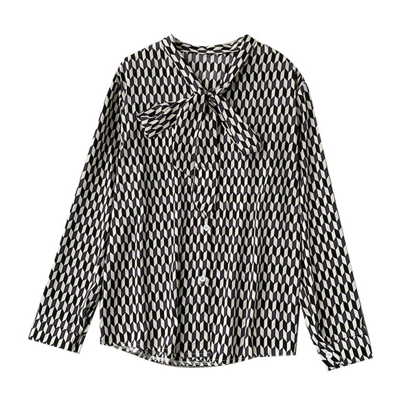 Cămașă modernă de damă cu panglică și nasturi în mai multe culori