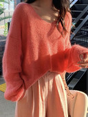 Γυναικείο πουλόβερ με λαιμόκοψη ευρύ και μακρύ μοτίβο σε διάφορα χρώματα