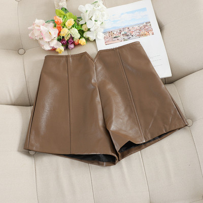 Pantaloni de dama din piele cu talie inalta in trei culori