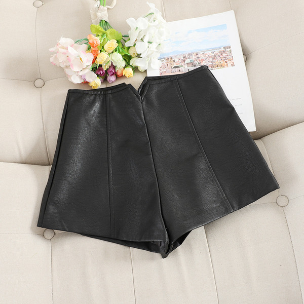 Pantaloni de dama din piele cu talie inalta in trei culori