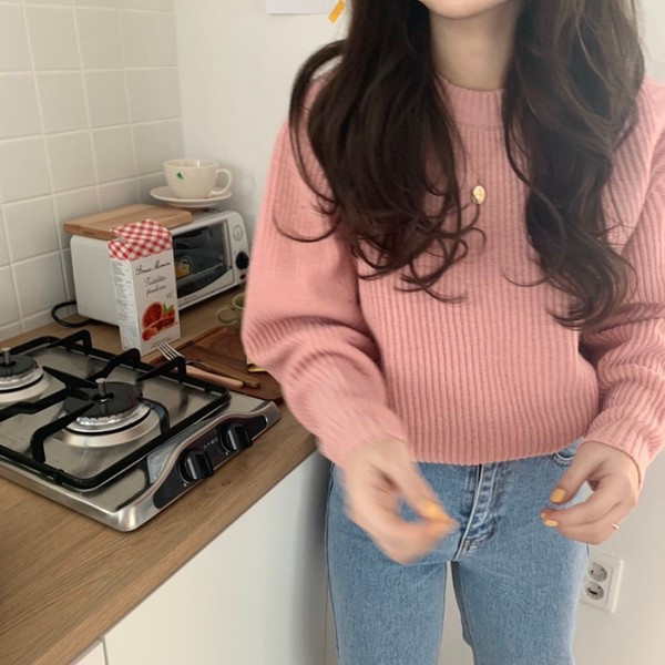 Γυναικείο πουλόβερ φθινοπώρου-χειμώνα σε ροζ και μπεζ χρώμα