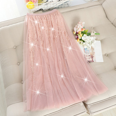 Μοντέρνα γυναικεία φούστα με τούλι και πούλιες σε διάφορα χρώματα