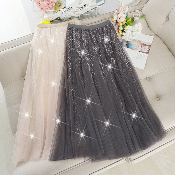 Μοντέρνα γυναικεία φούστα με τούλι και πούλιες σε διάφορα χρώματα