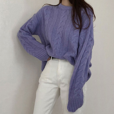 Női téli pulóver lila, zöld és narancs színben