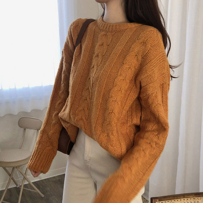 Női téli pulóver lila, zöld és narancs színben