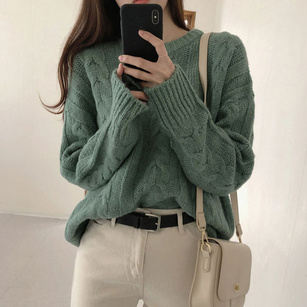 Női téli pulóver lila, zöld és narancs színben