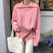 Női alkalmi téli pulóver gallérral több színben