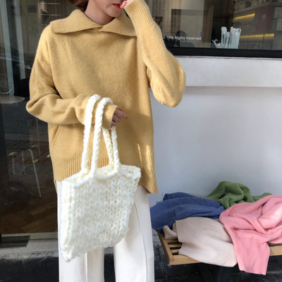 Női alkalmi téli pulóver gallérral több színben