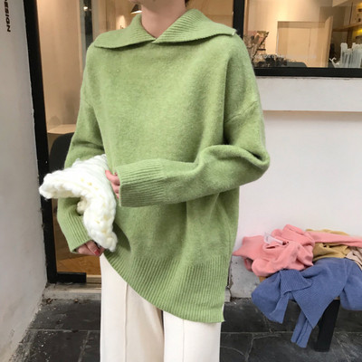 Női alkalmi téli pulóver gallérral több színben