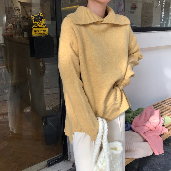 Női alkalmi téli pulóver gallérral több színben