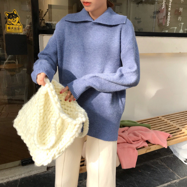 Női alkalmi téli pulóver gallérral több színben